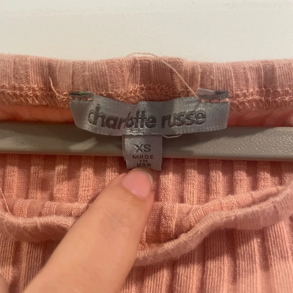 Charlotte Russe Ribbed Off-Shoulder Pink Blouse - Picture 3 of 3